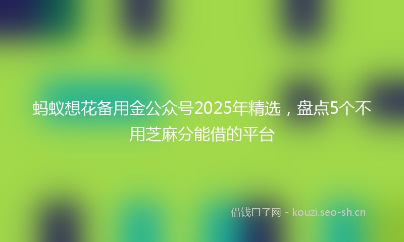 蚂蚁想花备用金公众号2025年精选，盘点5个不用芝麻分能借的平台