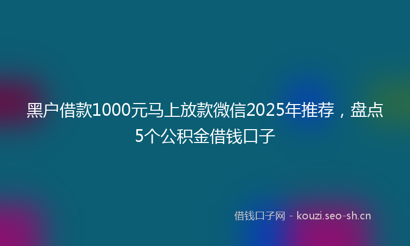 黑户借款1000元马上放款微信2025年推荐，盘点5个公积金借钱口子