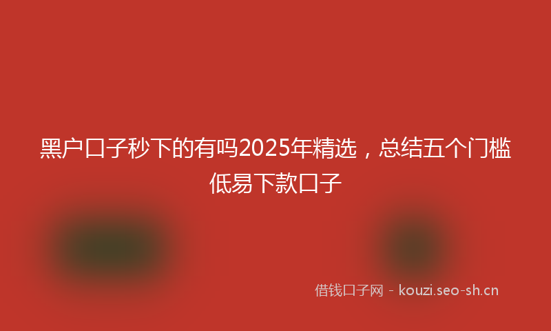 黑户口子秒下的有吗2025年精选，总结五个门槛低易下款口子