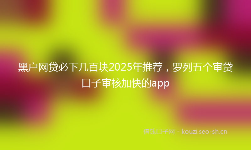 黑户网贷必下几百块2025年推荐，罗列五个审贷口子审核加快的app