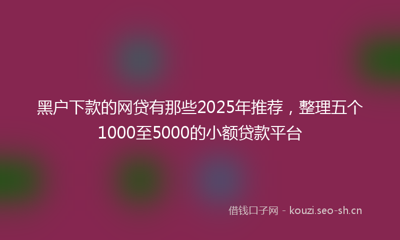 黑户下款的网贷有那些2025年推荐，整理五个1000至5000的小额贷款平台
