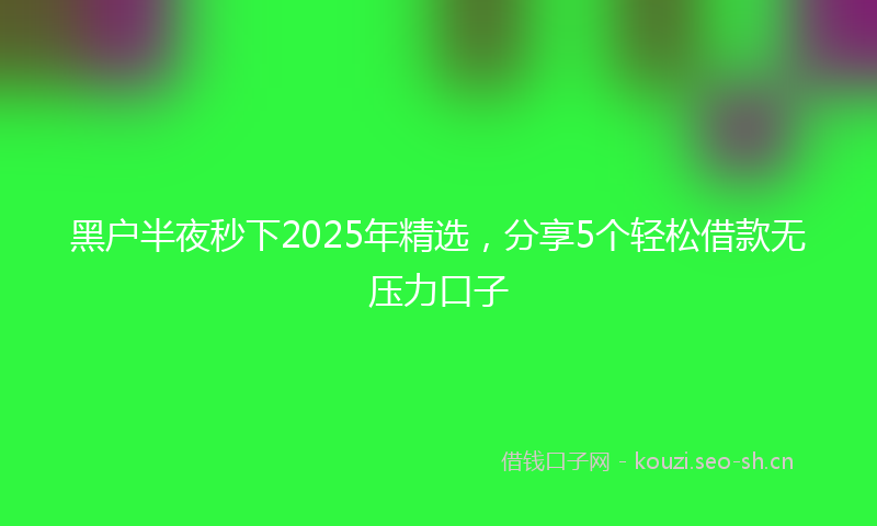 黑户半夜秒下2025年精选，分享5个轻松借款无压力口子