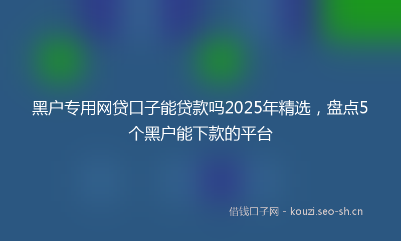 黑户专用网贷口子能贷款吗2025年精选，盘点5个黑户能下款的平台