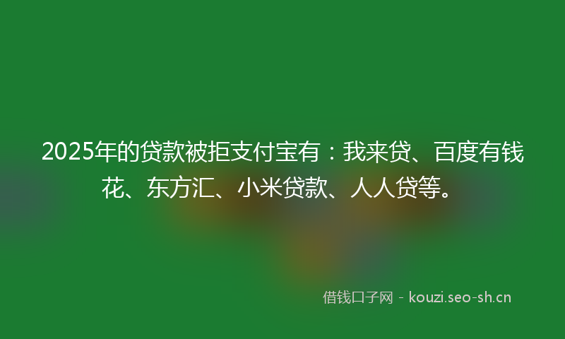 2025年的贷款被拒支付宝有：我来贷、百度有钱花、东方汇、小米贷款、人人贷等。