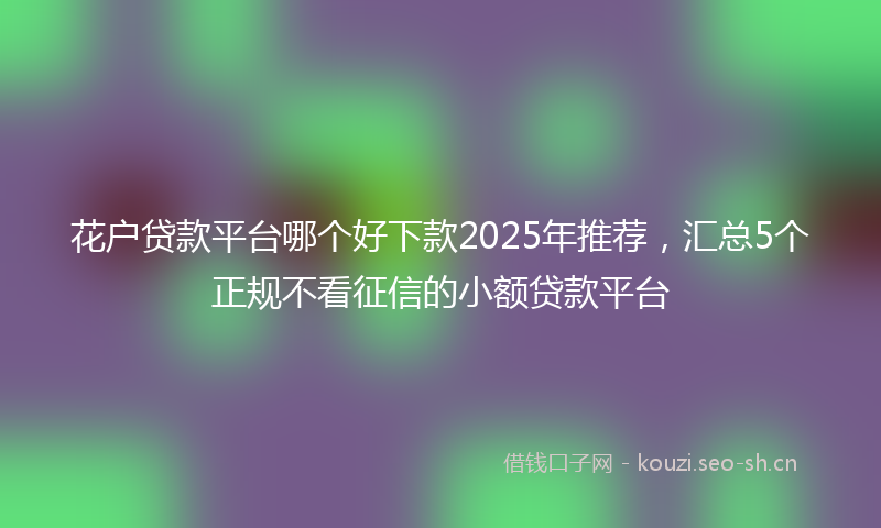 花户贷款平台哪个好下款2025年推荐，汇总5个正规不看征信的小额贷款平台
