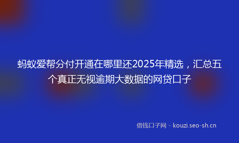 蚂蚁爱帮分付开通在哪里还2025年精选，汇总五个真正无视逾期大数据的网贷口子