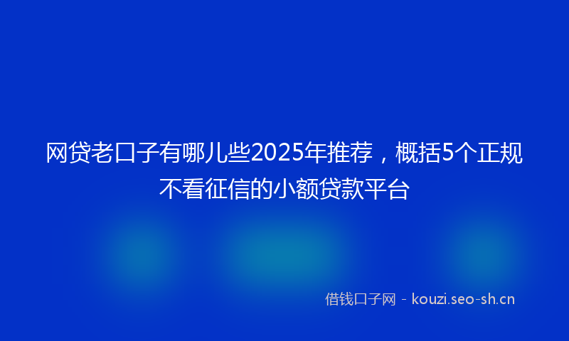 网贷老口子有哪儿些2025年推荐，概括5个正规不看征信的小额贷款平台