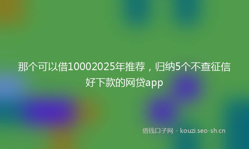那个可以借10002025年推荐，归纳5个不查征信好下款的网贷app