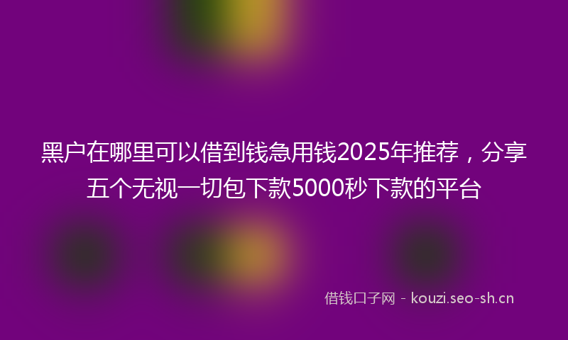 黑户在哪里可以借到钱急用钱2025年推荐，分享五个无视一切包下款5000秒下款的平台