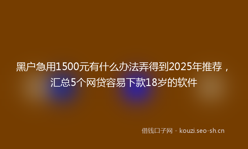 黑户急用1500元有什么办法弄得到2025年推荐，汇总5个网贷容易下款18岁的软件
