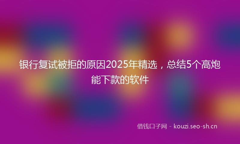 银行复试被拒的原因2025年精选，总结5个高炮能下款的软件