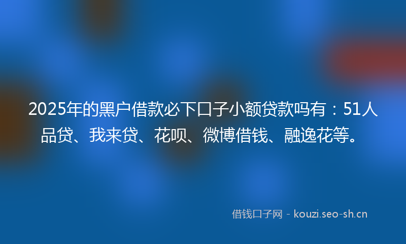 2025年的黑户借款必下口子小额贷款吗有：51人品贷、我来贷、花呗、微博借钱、融逸花等。