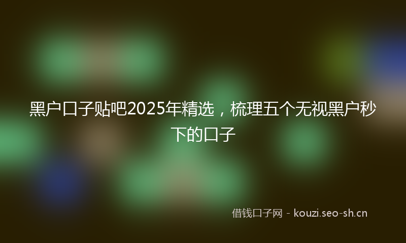 黑户口子贴吧2025年精选，梳理五个无视黑户秒下的口子