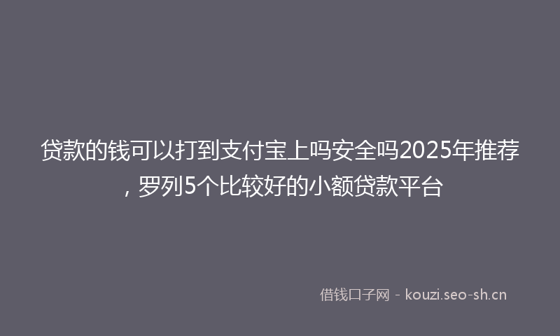 贷款的钱可以打到支付宝上吗安全吗2025年推荐，罗列5个比较好的小额贷款平台