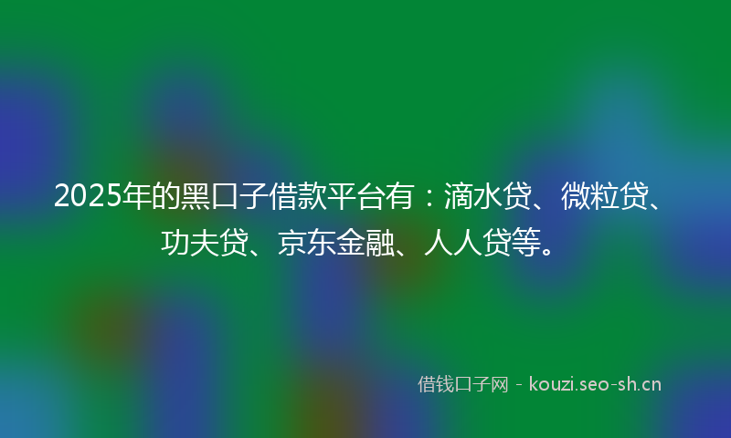 2025年的黑口子借款平台有：滴水贷、微粒贷、功夫贷、京东金融、人人贷等。