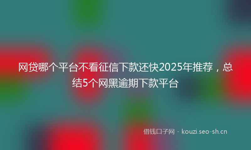 网贷哪个平台不看征信下款还快2025年推荐，总结5个网黑逾期下款平台