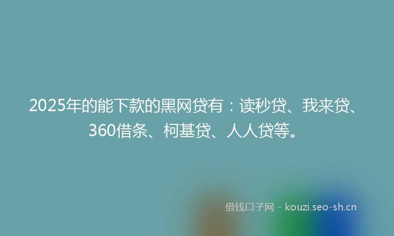 2025年的能下款的黑网贷有：读秒贷、我来贷、360借条、柯基贷、人人贷等。
