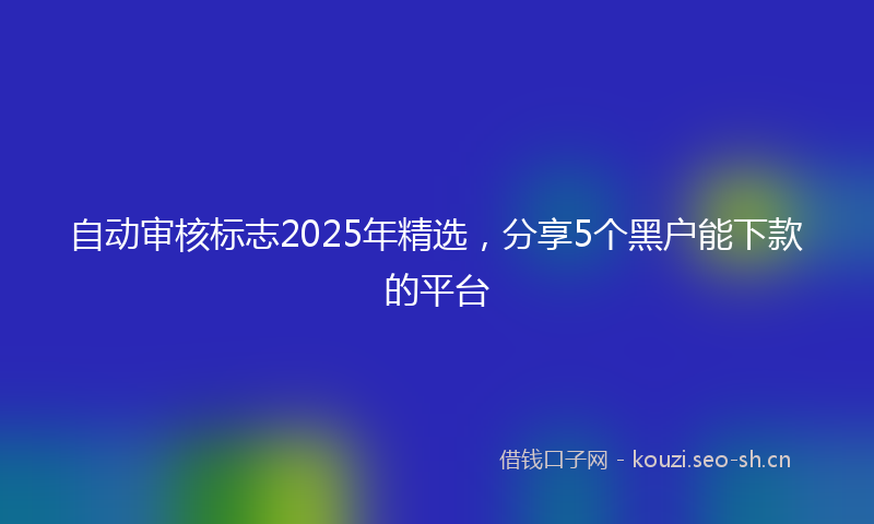 自动审核标志2025年精选，分享5个黑户能下款的平台
