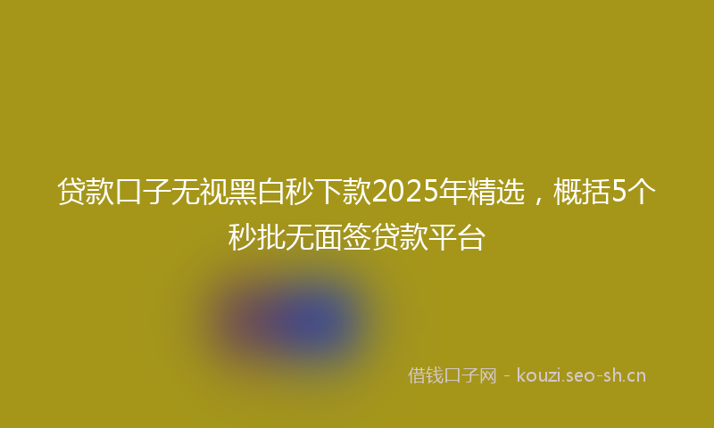 贷款口子无视黑白秒下款2025年精选，概括5个秒批无面签贷款平台