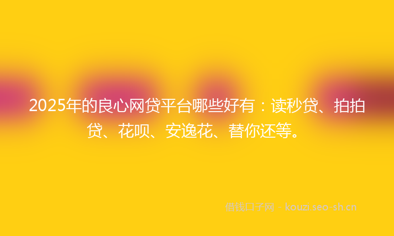 2025年的良心网贷平台哪些好有：读秒贷、拍拍贷、花呗、安逸花、替你还等。