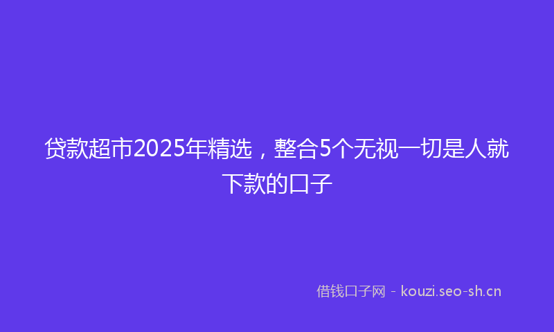 贷款超市2025年精选，整合5个无视一切是人就下款的口子