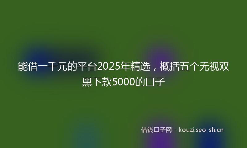 能借一千元的平台2025年精选，概括五个无视双黑下款5000的口子
