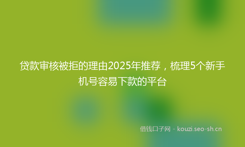 贷款审核被拒的理由2025年推荐，梳理5个新手机号容易下款的平台