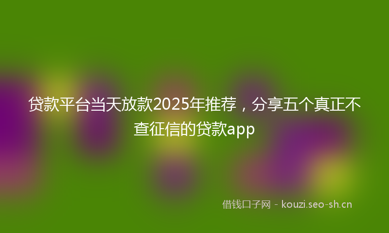 贷款平台当天放款2025年推荐，分享五个真正不查征信的贷款app