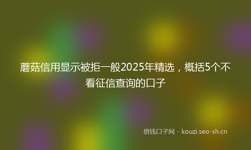 蘑菇信用显示被拒一般2025年精选，概括5个不看征信查询的口子