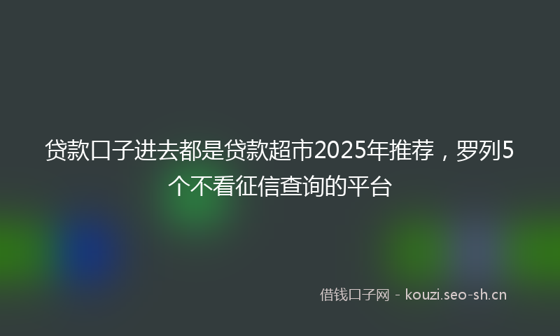 贷款口子进去都是贷款超市2025年推荐，罗列5个不看征信查询的平台