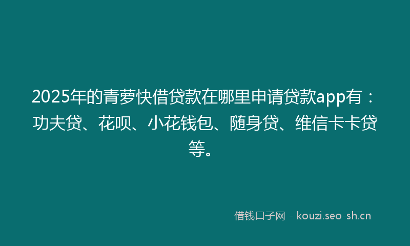 2025年的青萝快借贷款在哪里申请贷款app有：功夫贷、花呗、小花钱包、随身贷、维信卡卡贷等。