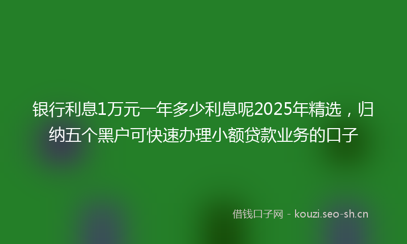 银行利息1万元一年多少利息呢2025年精选，归纳五个黑户可快速办理小额贷款业务的口子