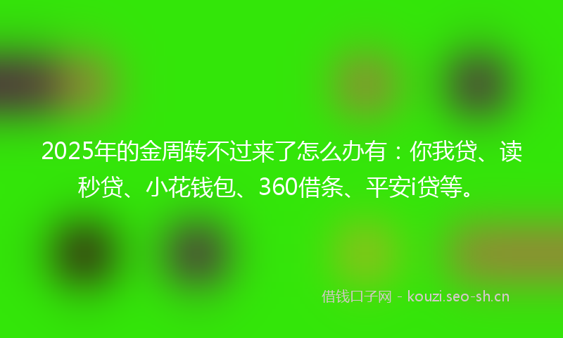 2025年的金周转不过来了怎么办有：你我贷、读秒贷、小花钱包、360借条、平安i贷等。
