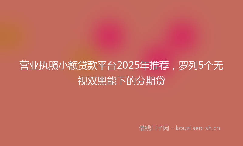 营业执照小额贷款平台2025年推荐，罗列5个无视双黑能下的分期贷