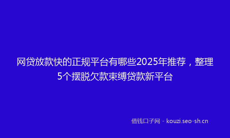 网贷放款快的正规平台有哪些2025年推荐，整理5个摆脱欠款束缚贷款新平台