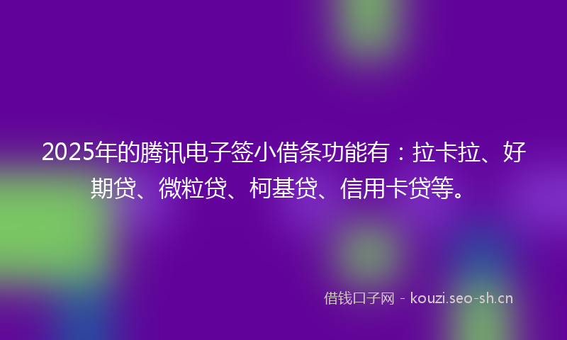 2025年的腾讯电子签小借条功能有：拉卡拉、好期贷、微粒贷、柯基贷、信用卡贷等。