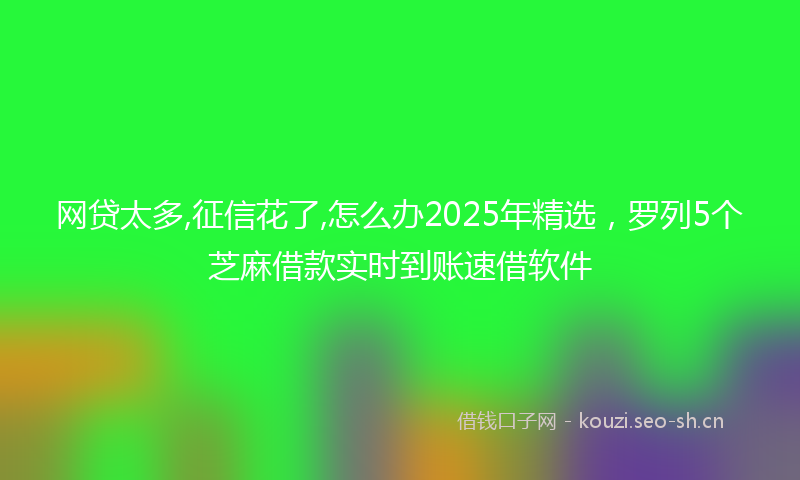 网贷太多,征信花了,怎么办2025年精选，罗列5个芝麻借款实时到账速借软件