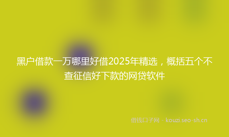 黑户借款一万哪里好借2025年精选，概括五个不查征信好下款的网贷软件