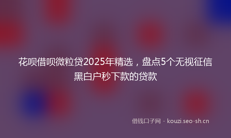 花呗借呗微粒贷2025年精选，盘点5个无视征信黑白户秒下款的贷款