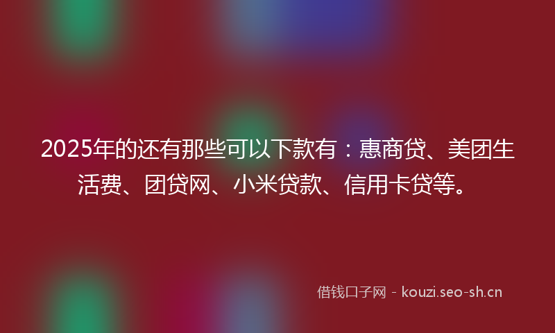 2025年的还有那些可以下款有：惠商贷、美团生活费、团贷网、小米贷款、信用卡贷等。