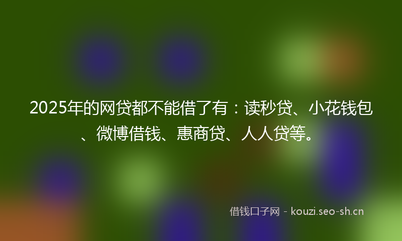 2025年的网贷都不能借了有：读秒贷、小花钱包、微博借钱、惠商贷、人人贷等。