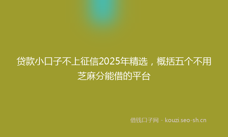 贷款小口子不上征信2025年精选，概括五个不用芝麻分能借的平台