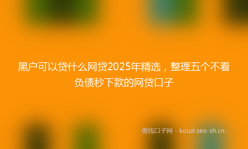 黑户可以贷什么网贷2025年精选，整理五个不看负债秒下款的网贷口子