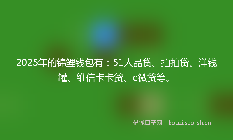 2025年的锦鲤钱包有：51人品贷、拍拍贷、洋钱罐、维信卡卡贷、e微贷等。