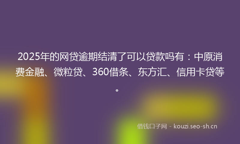 2025年的网贷逾期结清了可以贷款吗有：中原消费金融、微粒贷、360借条、东方汇、信用卡贷等。