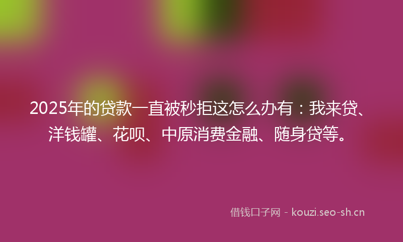 2025年的贷款一直被秒拒这怎么办有：我来贷、洋钱罐、花呗、中原消费金融、随身贷等。