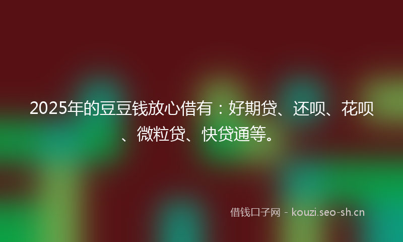 2025年的豆豆钱放心借有：好期贷、还呗、花呗、微粒贷、快贷通等。