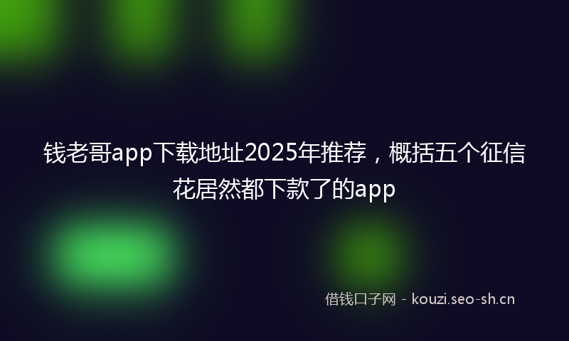 钱老哥app下载地址2025年推荐，概括五个征信花居然都下款了的app