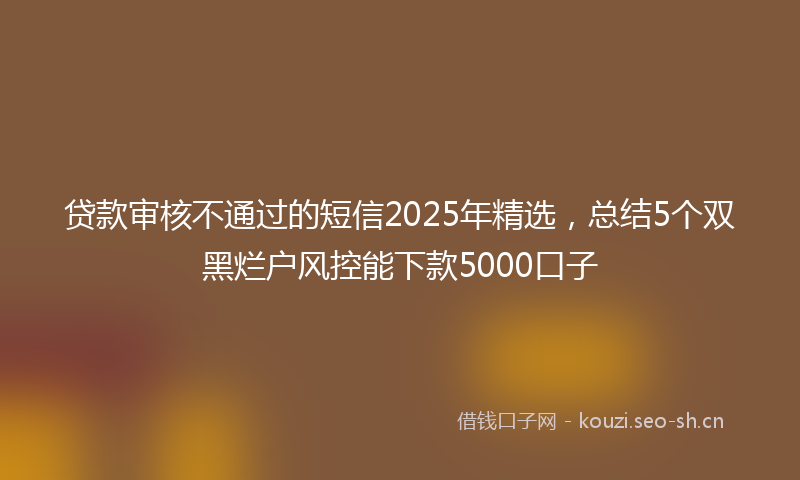 贷款审核不通过的短信2025年精选，总结5个双黑烂户风控能下款5000口子