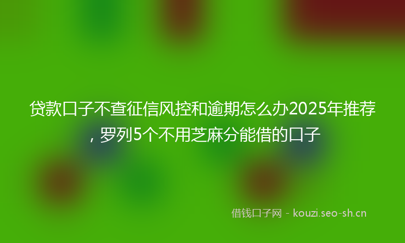 贷款口子不查征信风控和逾期怎么办2025年推荐，罗列5个不用芝麻分能借的口子
